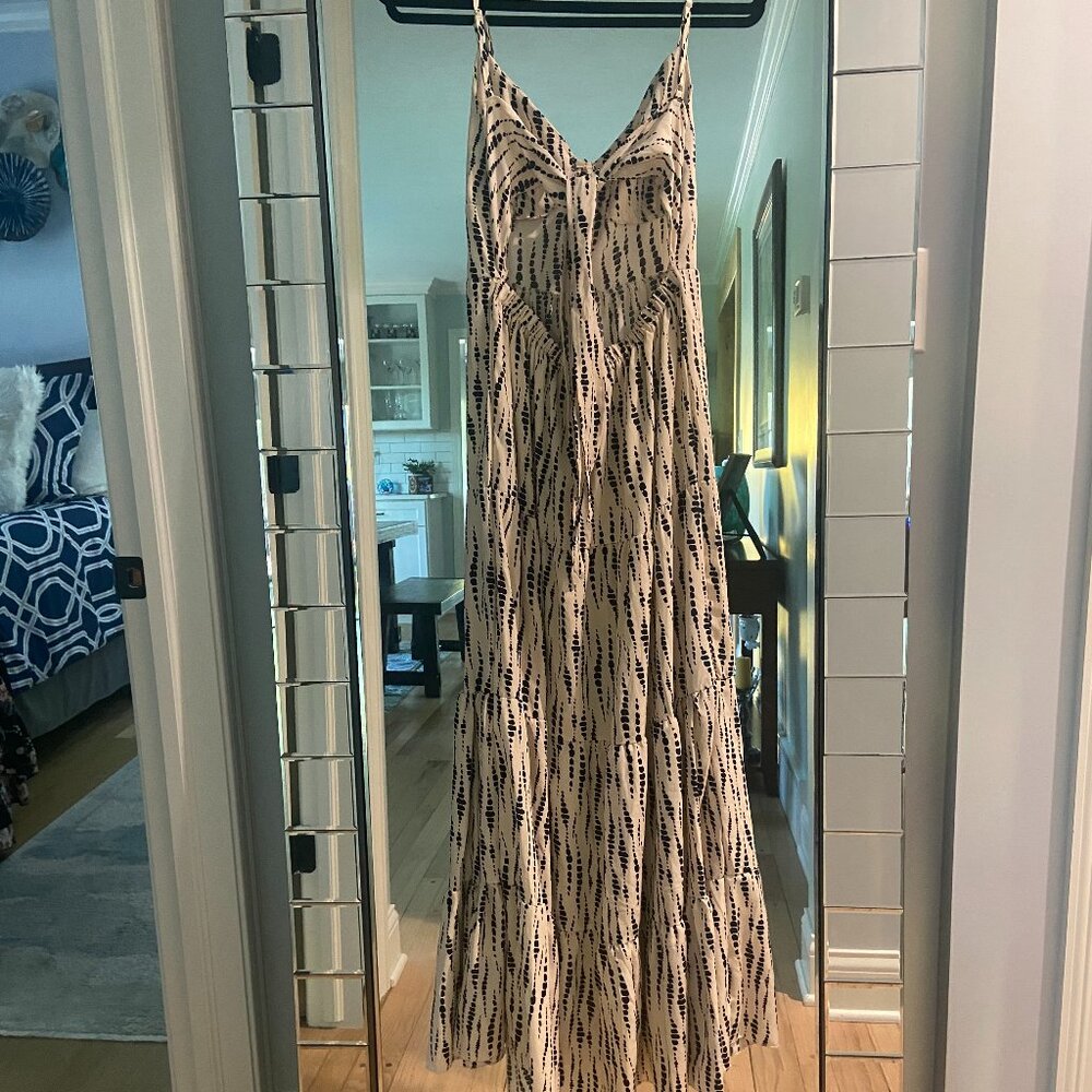 SHEIN Strappy Tie Back Black and Tan Long Summer Dress - Sz S - NEW NEVER WORN